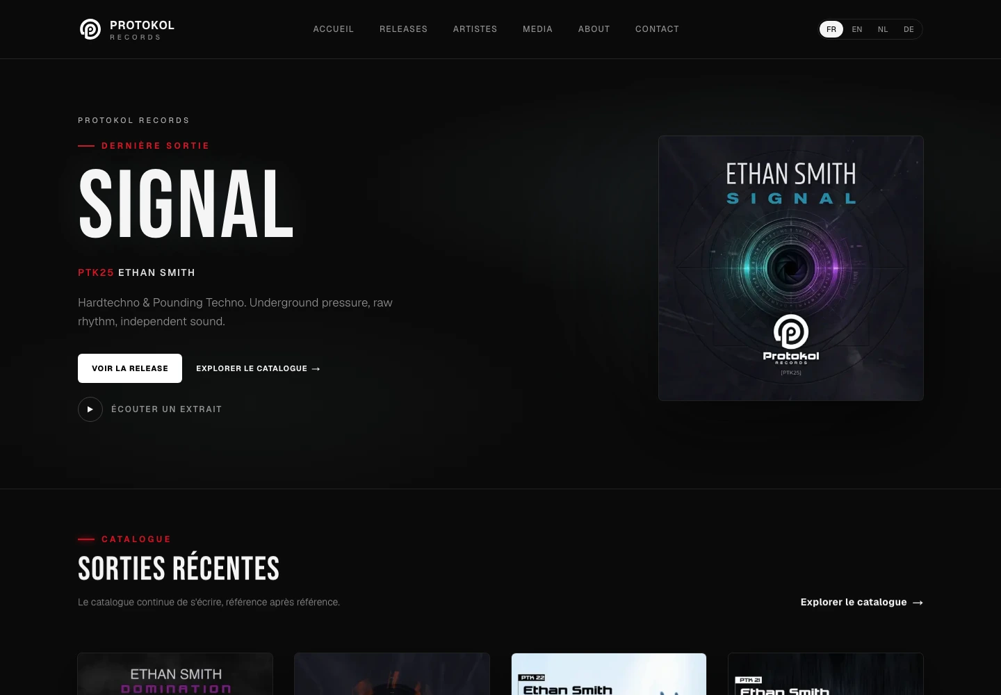 Capture du site Protokol Records